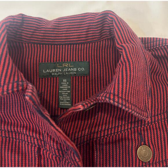 Ralph Lauren women's Red & Navy Stripped Denim Jacket Size XS - Picture 2 of 5